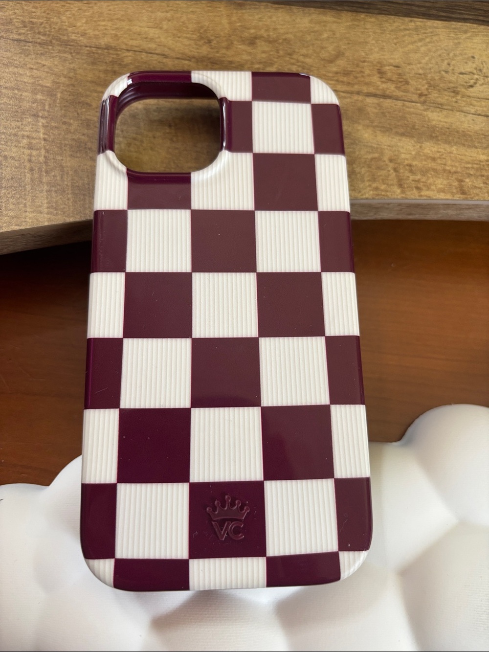 Velvet Caviar Burgundy and White Checkerboard Phone Case